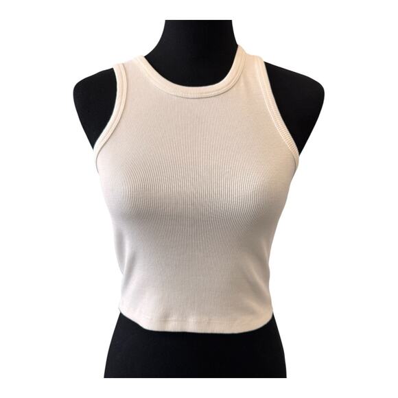 New BP. NORDSTROM Women's White Blanc Rib Crop Tank Top Size M - Picture 3 of 8